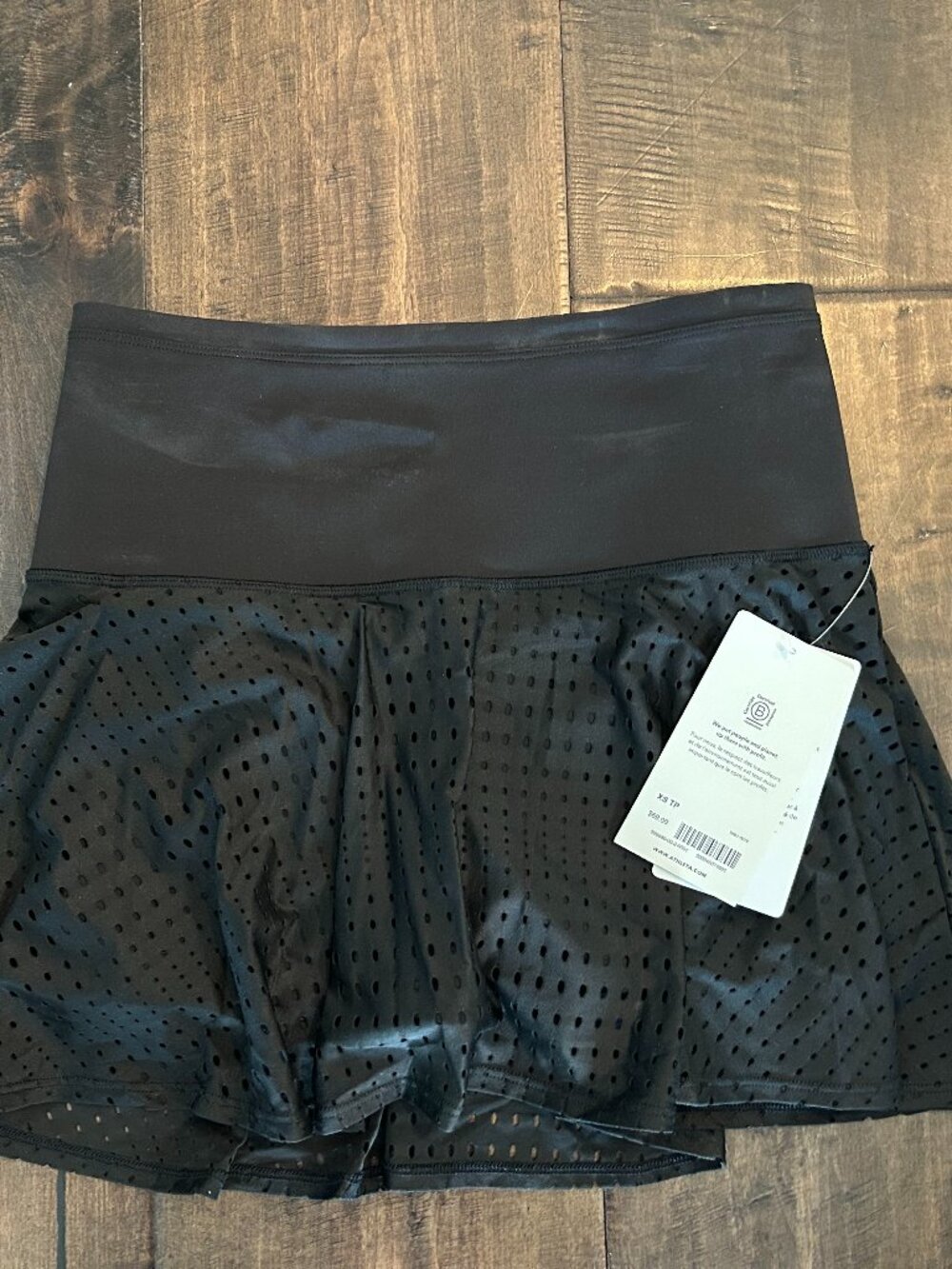 NWT ATHLETA A-Game Mesh Skort Black Ruffle Tennis Golf Skirt XS